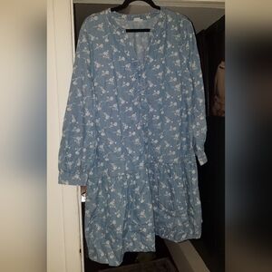 Gap Chambray Floral Dropwaist Dress